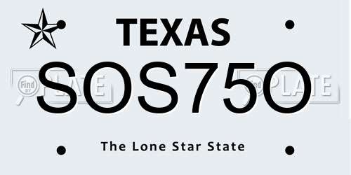 SOS75O Texas License Plate