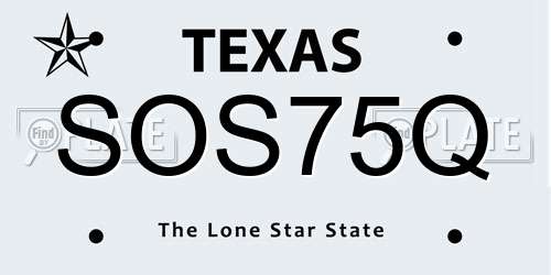 SOS75Q Texas License Plate