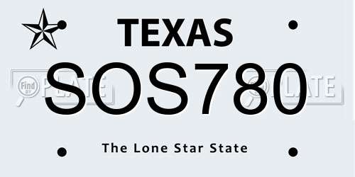 SOS780 Texas License Plate