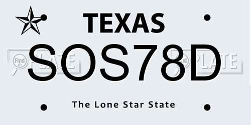 SOS78D Texas License Plate