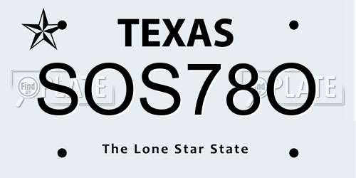 SOS78O Texas License Plate