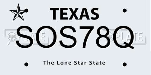 SOS78Q Texas License Plate