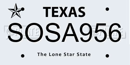 SOSA956 Texas License Plate