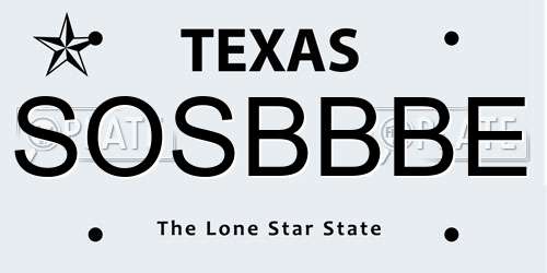SOSBBBE Texas License Plate