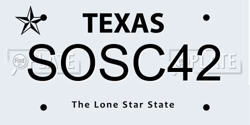 SOSC42 Texas License Plate