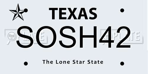 SOSH42 Texas License Plate