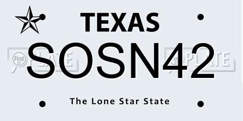 SOSN42 Texas License Plate