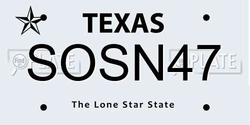 SOSN47 Texas License Plate