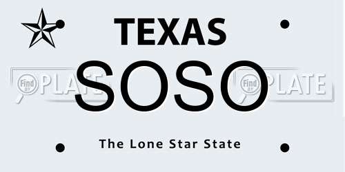 SOSO Texas License Plate