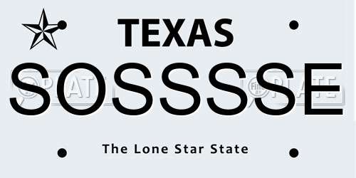 SOSSSSE Texas License Plate