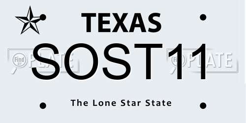 SOST11 Texas License Plate