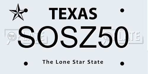 SOSZ50 Texas License Plate
