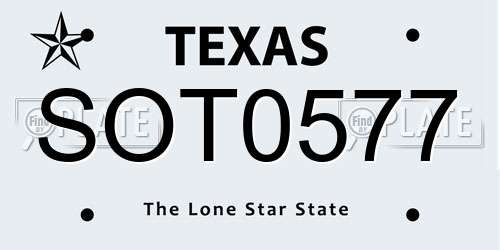 SOT0577 Texas License Plate
