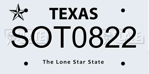 SOT0822 Texas License Plate