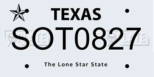 SOT0827 Texas License Plate