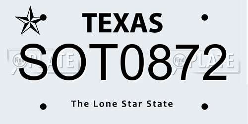 SOT0872 Texas License Plate