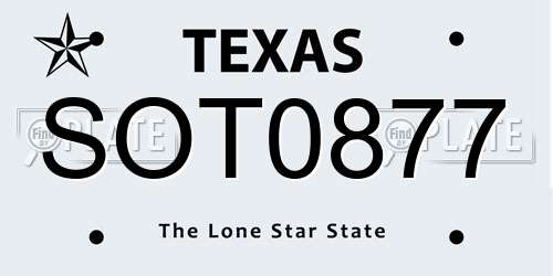 SOT0877 Texas License Plate
