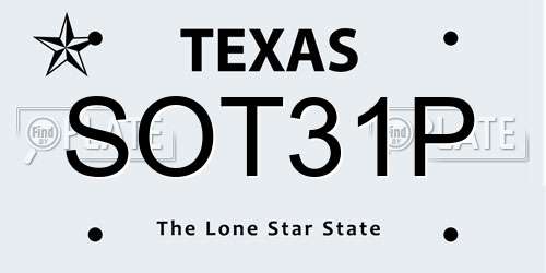 SOT31P Texas License Plate