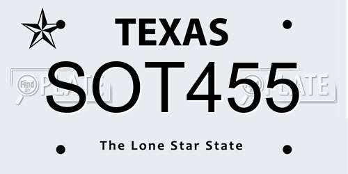 SOT455 Texas License Plate