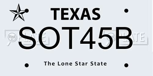 SOT45B Texas License Plate