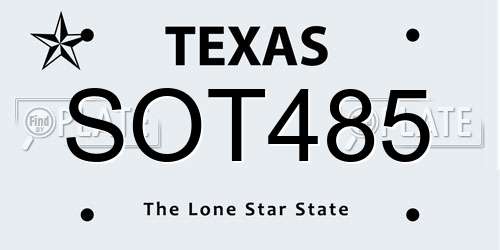 SOT485 Texas License Plate