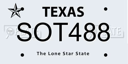 SOT488 Texas License Plate