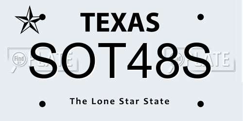 SOT48S Texas License Plate