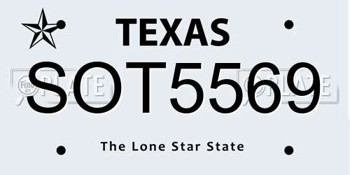 SOT5569 Texas License Plate