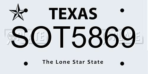 SOT5869 Texas License Plate