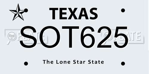 SOT625 Texas License Plate