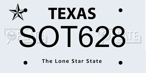 SOT628 Texas License Plate