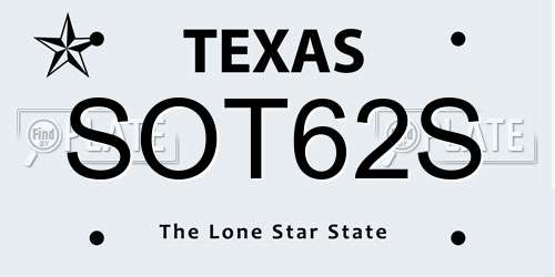 SOT62S Texas License Plate