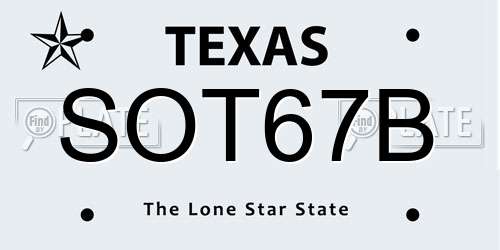 SOT67B Texas License Plate