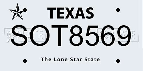 SOT8569 Texas License Plate