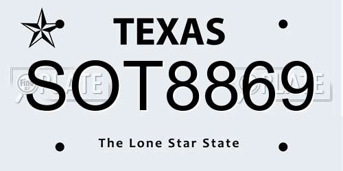 SOT8869 Texas License Plate
