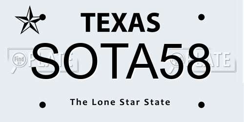 SOTA58 Texas License Plate