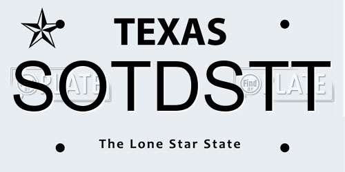 SOTDSTT Texas License Plate