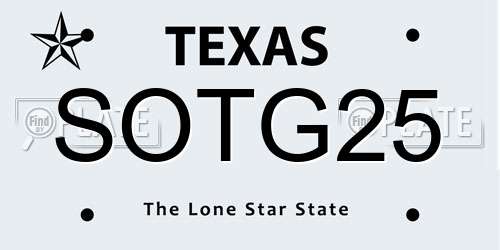 SOTG25 Texas License Plate