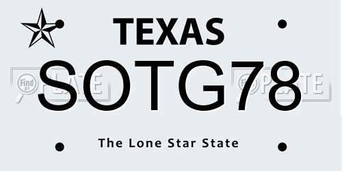 SOTG78 Texas License Plate