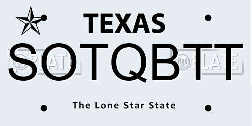 SOTQBTT Texas License Plate