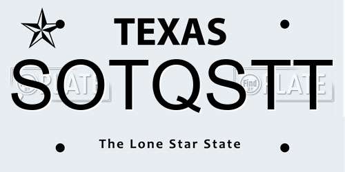 SOTQSTT Texas License Plate