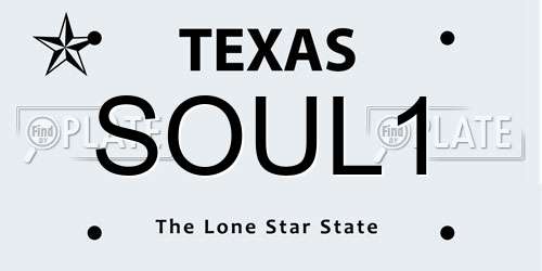 SOUL1 Texas License Plate