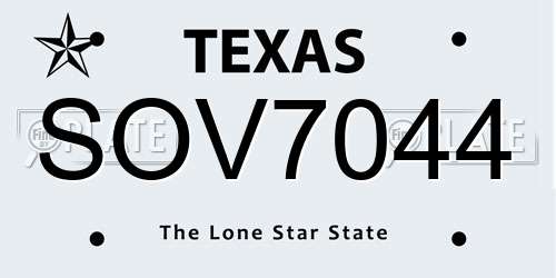 SOV7044 Texas License Plate
