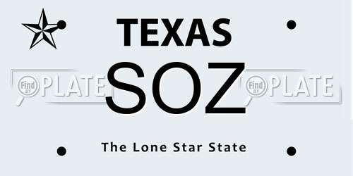 SOZ Texas License Plate