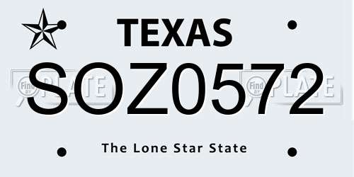 SOZ0572 Texas License Plate