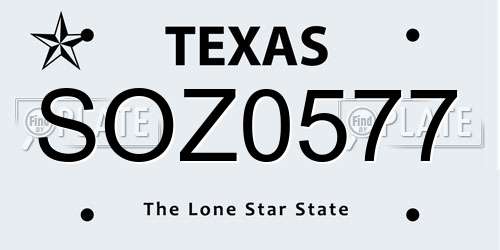 SOZ0577 Texas License Plate