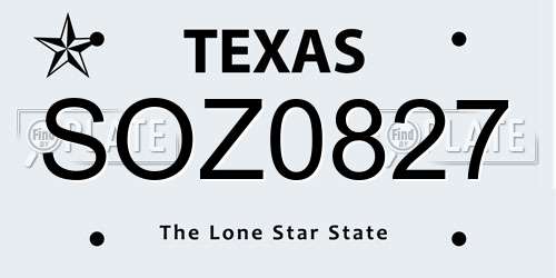 SOZ0827 Texas License Plate