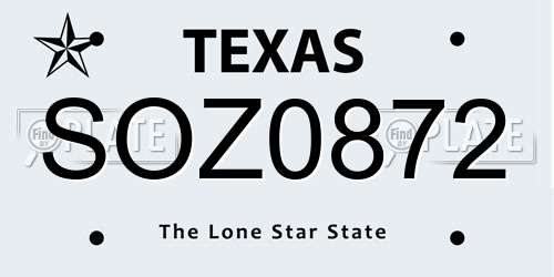 SOZ0872 Texas License Plate
