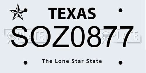 SOZ0877 Texas License Plate