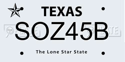 SOZ45B Texas License Plate